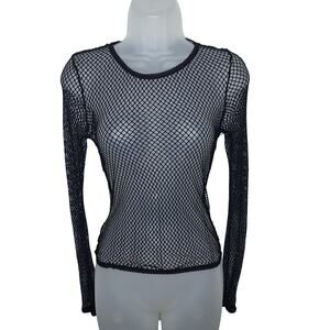 WIDOW Dolls Kill Fishnet Long Sleeve Top Mesh Fishnet Sheer Goth Fairy Clubwear